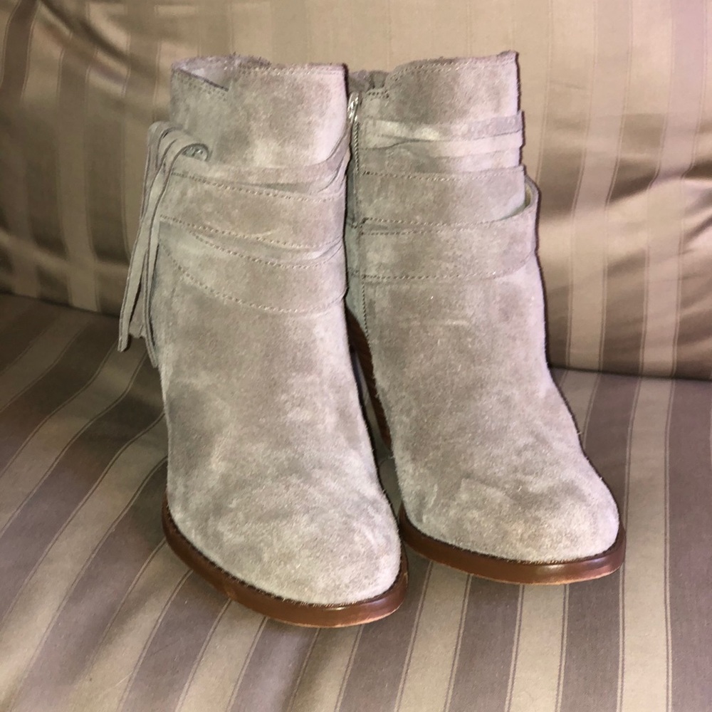 Sole Society Suede Fringe Booties - Size 6